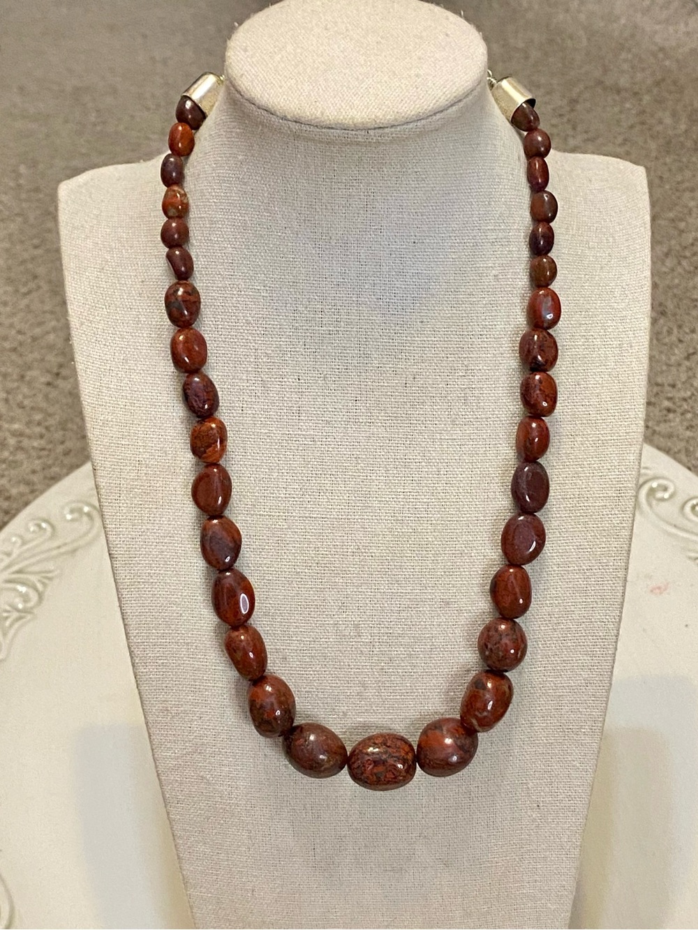 Jay King DTR Red Jasper Graduated Stone Necklace 925